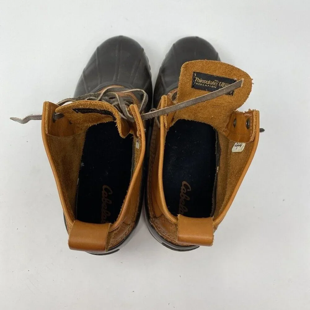 Cabelas Mens Duck Boots Size 9 Lace Up Steel Shank Ankle Work‎ Hunt Fish Farm